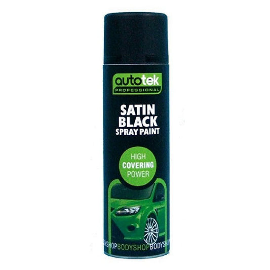 Autotek Professional Satin Black Spray Paint 500ml Can