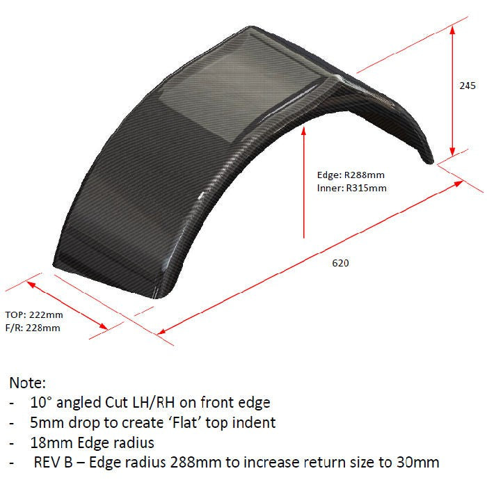 Caterham Lotus 7 Style Front Cycle Wing Mudguards GRP CSR 15" (Pair)