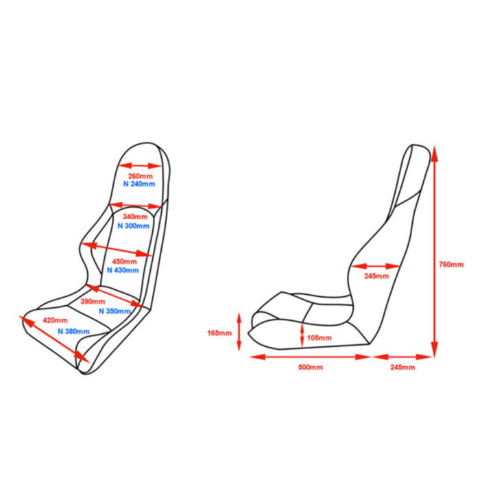 High Back Fully Upholstered Padded Vinyl Racing Seat