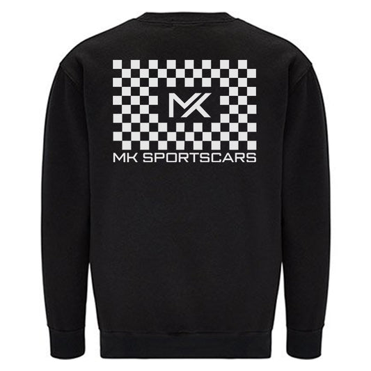 MK Chequered Flag Sweatshirt Black (White Print)