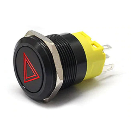 Push Button Round 22mm Hazard Warning Switch Black Latching