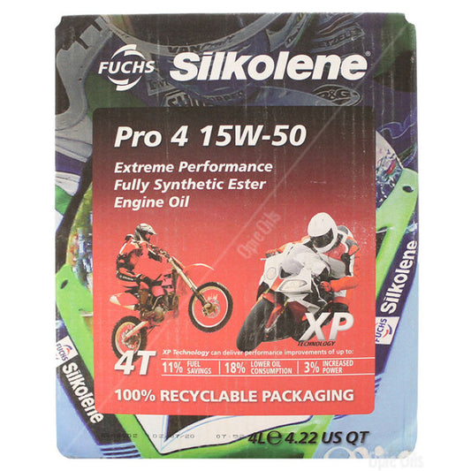 Silkolene PRO 4 15w-50 XP Fully Synthetic Ester Bike Engine Oil - 4 Litres (Lube Cube)