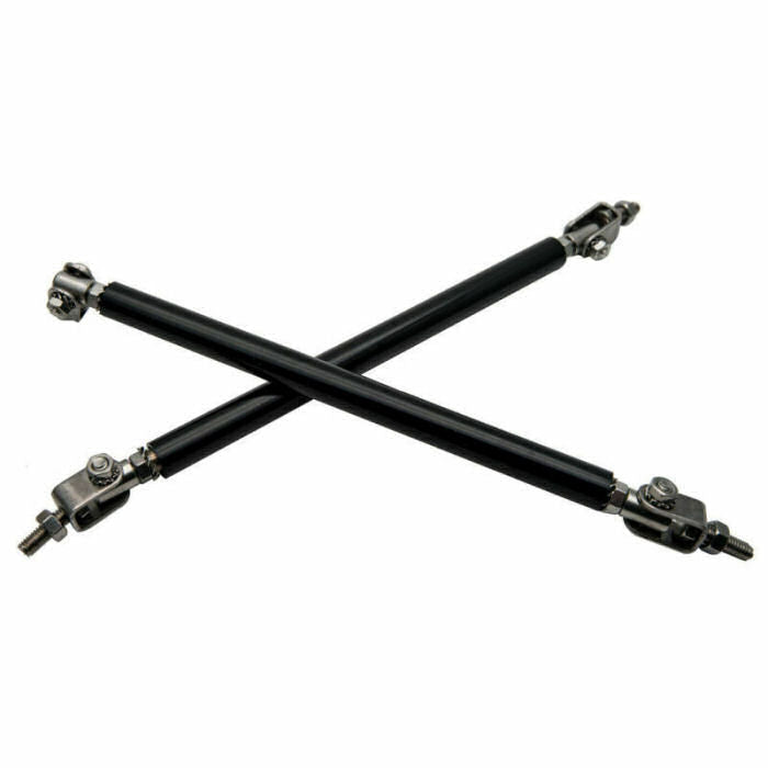 Universal 150mm Stainless Front Splitter Tie Rod Support Strut - Black (Pair)