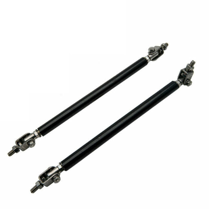 Universal 150mm Stainless Front Splitter Tie Rod Support Strut - Black (Pair)