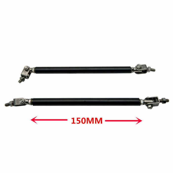 Universal 150mm Stainless Front Splitter Tie Rod Support Strut - Black (Pair)