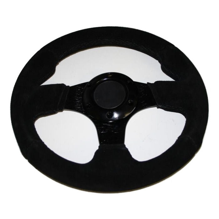 Universal 6 Bolt Suede 320mm Steering Wheel + Horn Button