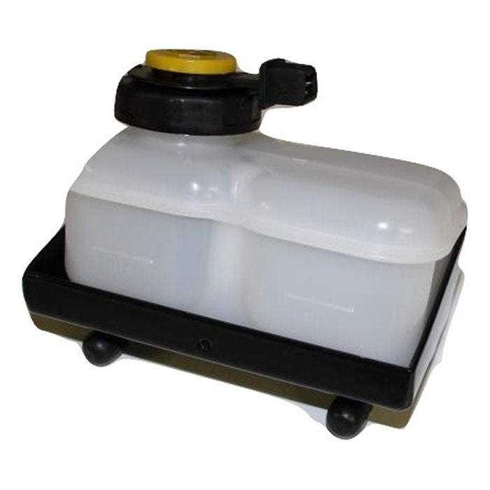 Universal Tandem Chamber Brake Fluid Reservoir With Low Level Indicator and Mounting Bracket