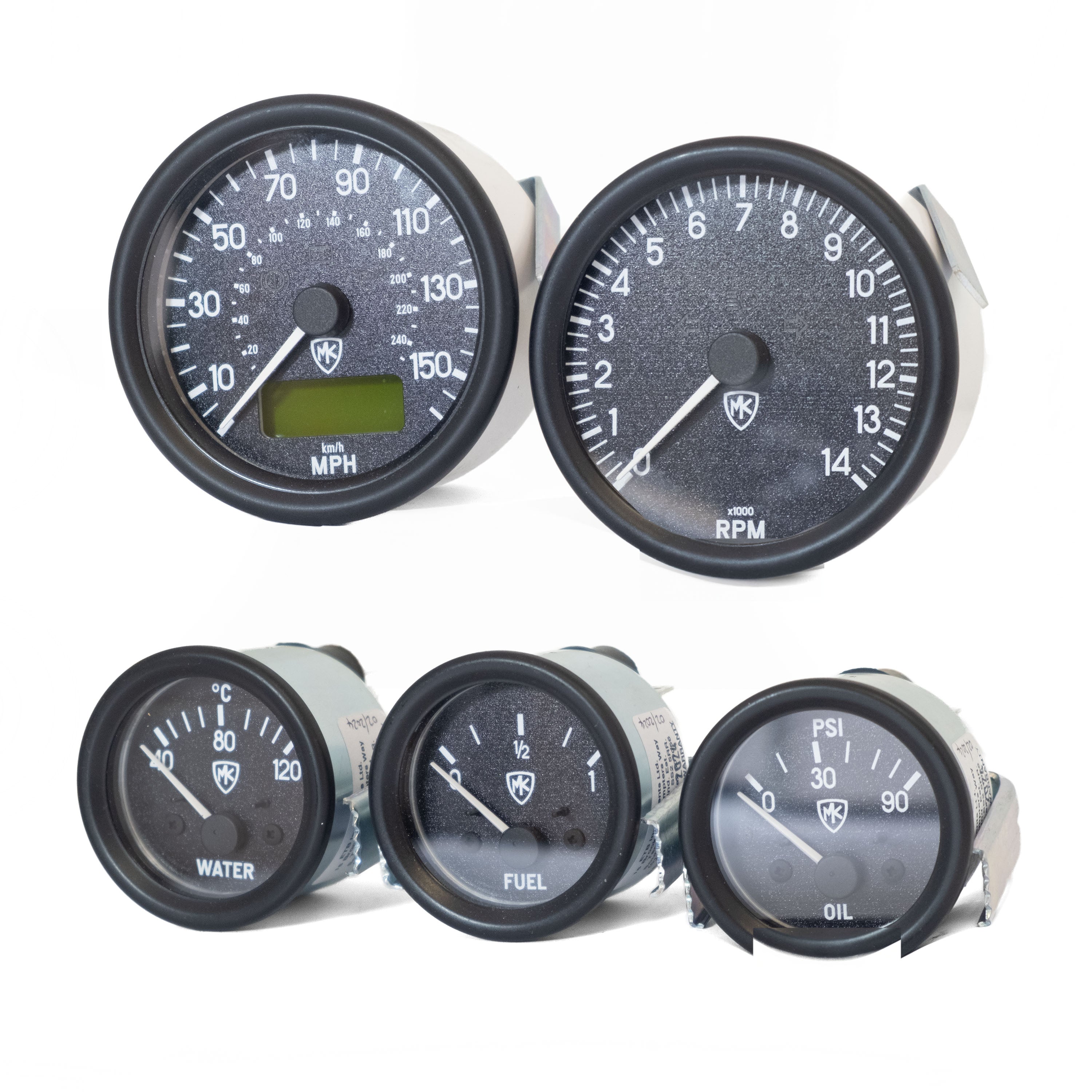 MK Sportscars Black Analogue 5 Dial Set + Warning Lights – Kit Car Direct