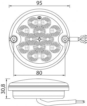 Universal 95mm Clear Stop Tail Indicator LED Rear Light - Single