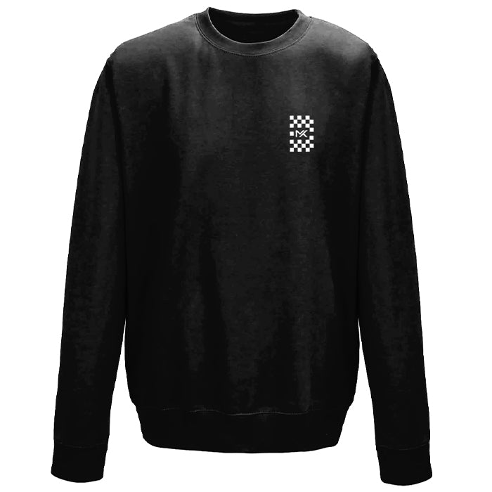 MK Chequered Flag Sweatshirt Black (White Print)