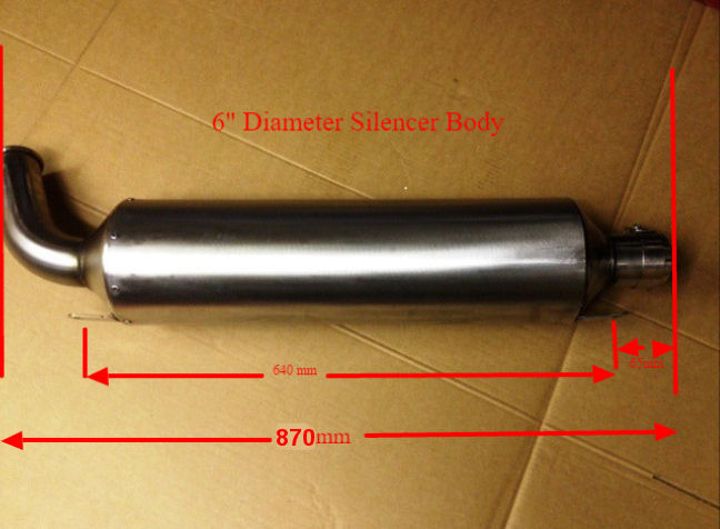 Universal 6" Stainless Steel 540mm Exhaust Silencer (Trackday Silencer)