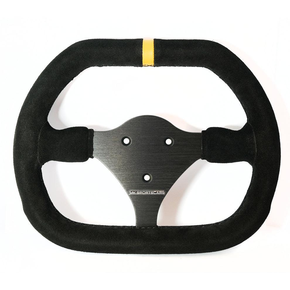 Race Steering Wheel Double D Shape 270mm Black Suede Kit Car Direct