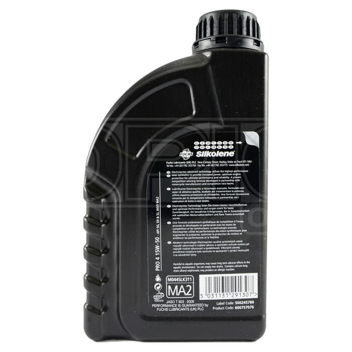 Silkolene PRO 4 15w-50 XP Fully Synthetic Ester Bike Engine Oil - 1 Litres (Lube Cube)