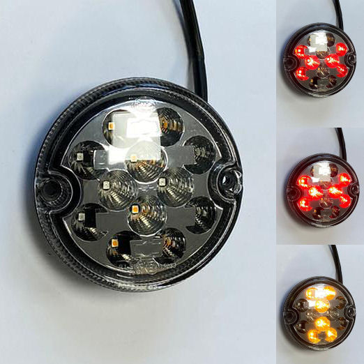 Universal 95mm Clear Stop Tail Indicator LED Rear Light - Single